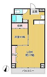 エンゼルハイム衣笠 1LDKの間取図画像