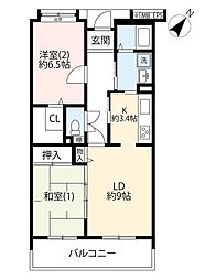 UR都市機構シティーコート立川曙町 2LDKの間取図画像