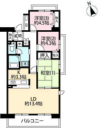 UR都市機構新川・島屋敷通り8号棟 3LDKの間取図画像