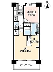 UR都市機構シティハイツ吉祥寺通り3号棟 1LDKの間取図画像