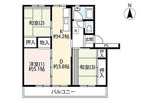 UR立川幸町  ｜ 東京都立川市幸町4丁目（賃貸マンション3DK・4階・56.65㎡） その2