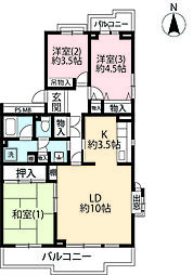 UR都市機構玉川上水エステート大南公園7号棟 3LDKの間取図画像