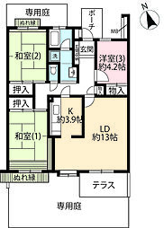UR都市機構立川一番町東団地48号棟 3LDKの間取図画像