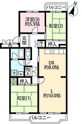 UR都市機構立川一番町東団地48号棟 3LDKの間取図画像