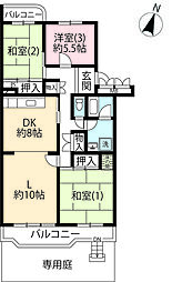 UR都市機構立川一番町東団地48号棟 3LDKの間取図画像