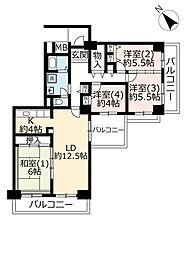 UR都市機構八王子パークヒル宇津木台9-154号棟 4LDKの間取図画像