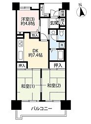 UR都市機構府中グリーンハイツ5号棟 3DKの間取図画像