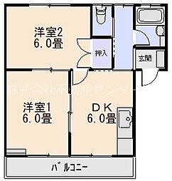グリーンコーポラス5 2DKの間取図画像
