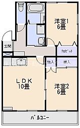 プレミアB 2LDKの間取図画像