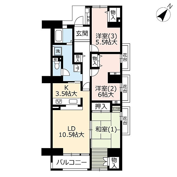 UR港北ニュータウンビュープラザセンター北 ｜神奈川県横浜市都筑区南山田1丁目(賃貸マンション3LDK・4階・87.46㎡)の写真 その2