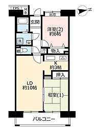 UR都市機構プロムナード仲町台6号棟 2LDKの間取図画像