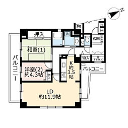 UR都市機構港北ニュータウンコンフォール仲町台 2LDKの間取図画像