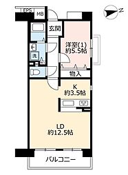 UR都市機構プロムナード仲町台6号棟 1LDKの間取図画像