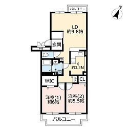 UR都市機構霧が丘グリーンタウン22-2号棟 2LDKの間取図画像
