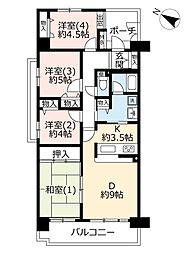 UR都市機構コンフォール西寺尾3号棟 4DKの間取図画像