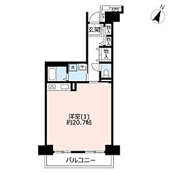 UR都市機構ベイシティ本牧南2号棟 1Kの間取図画像