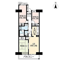 UR都市機構ベイシティ本牧南3号棟 3LDKの間取図画像