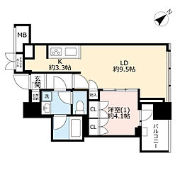 横浜ヴェールタワー 1LDKの間取図画像