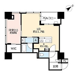 横浜ヴェールタワー 1LDKの間取図画像