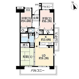 UR都市機構コンフォール南日吉7号棟 3LDKの間取図画像