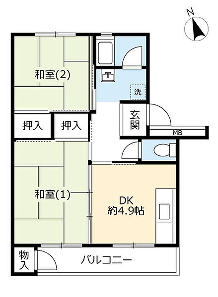 UR下大槻 ｜神奈川県秦野市下大槻(賃貸マンション2DK・4階・43.56㎡)の写真 その2