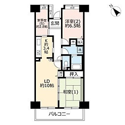 UR都市機構アーベイン相模原駅前25 2LDKの間取図画像
