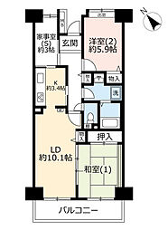 UR都市機構アーベイン相模原駅前23 2LDKの間取図画像