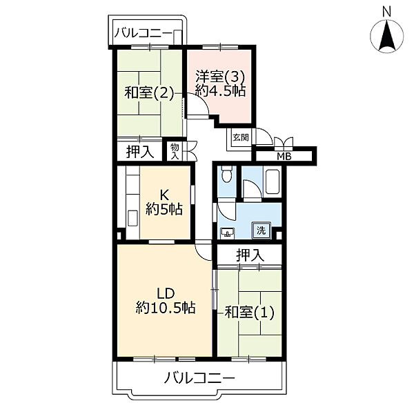 URサニーメゾン平塚 ｜神奈川県平塚市田村2丁目(賃貸マンション3LDK・4階・84.88㎡)の写真 その2