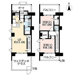 UR都市機構コンフォール茅ヶ崎浜見平14-3号棟 2LDKの間取図画像