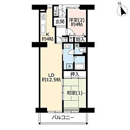 UR都市機構ライトタウン茅ヶ崎5号棟 2LDKの間取図画像