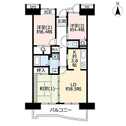 UR都市機構コンフォール平塚2号棟 3LDKの間取図画像
