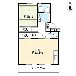 UR都市機構港南台かもめ団地7号棟 1LDKの間取図画像