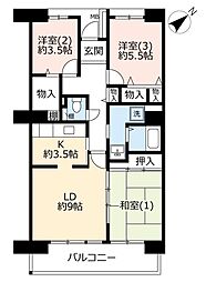 UR都市機構ビーコンヒル能見台ウエストヒルC館 3LDKの間取図画像