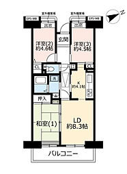 UR都市機構ビーコンヒル能見台サウスヒル2番館 3LDKの間取図画像