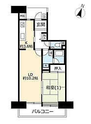 UR都市機構プロムナード矢部3号棟 1LDKの間取図画像