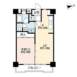 UR都市機構前田町市街地住宅 1LDKの間取図画像