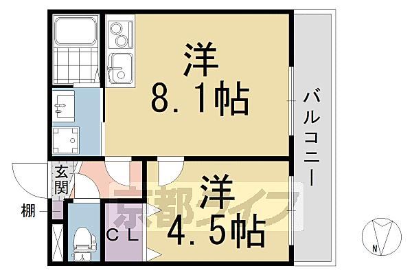 桃山ＨＡＴＣＨ 102｜京都府京都市伏見区平野町(賃貸アパート1LDK・1階・29.17㎡)の写真 その2