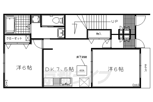 京都府京都市右京区梅ケ畑高鼻町(賃貸アパート2DK・1階・44.82㎡)の写真 その2