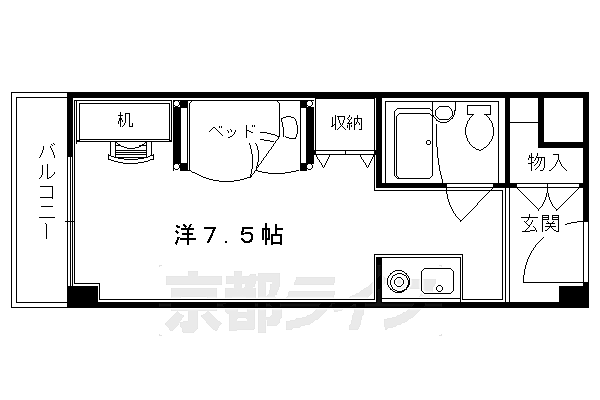 メゾン・ド・ハラ 310｜京都府京都市右京区西京極東池田町(賃貸マンション1K・3階・19.44㎡)の写真 その2