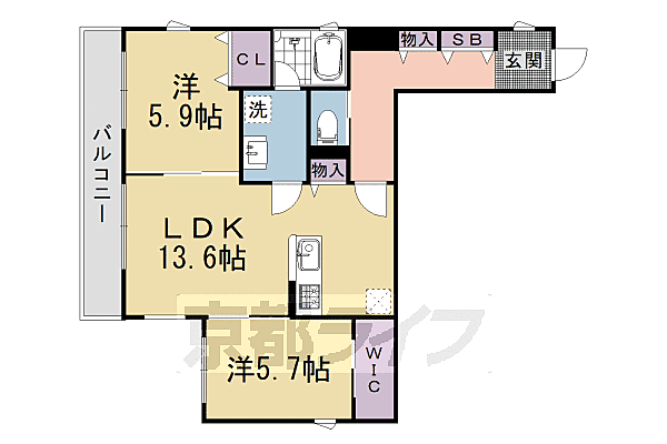 レフィシア西院 305｜京都府京都市右京区西院高山寺町(賃貸マンション2LDK・3階・64.27㎡)の写真 その2