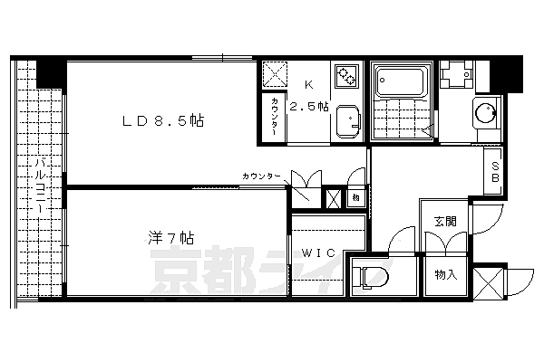 アスヴェル京都烏丸五条 701｜京都府京都市下京区深草町(賃貸マンション1LDK・7階・46.76㎡)の写真 その2