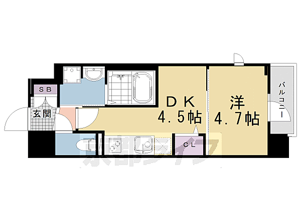 プラシード京都 619｜京都府京都市南区東九条西岩本町(賃貸マンション1DK・6階・25.16㎡)の写真 その2