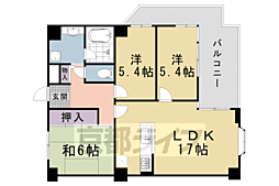 シャリマー五条 7階3LDKの間取り