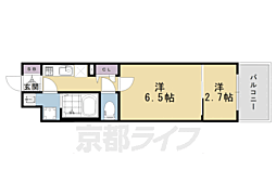 ソルテラスKYOTO西大路 瑠 2Kの間取図画像