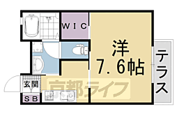 京都地下鉄東西線 太秦天神川駅 徒歩8分の賃貸アパート 2階1Kの間取り