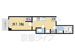 ＱＵＩＮＴＯ五条烏丸 3階1Kの間取り