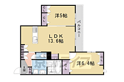 JR山陰本線 太秦駅 徒歩10分の賃貸マンション 3階2LDKの間取り
