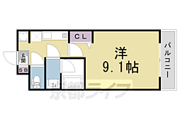 京都地下鉄東西線 西大路御池駅 徒歩9分の賃貸マンション 2階1Kの間取り