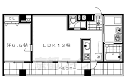 シュシュパルク六条院 1LDKの間取図画像
