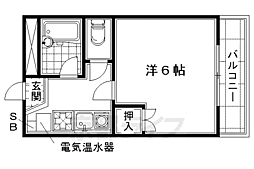 エステート中書島 1Kの間取図画像